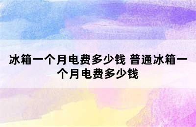 冰箱一个月电费多少钱 普通冰箱一个月电费多少钱